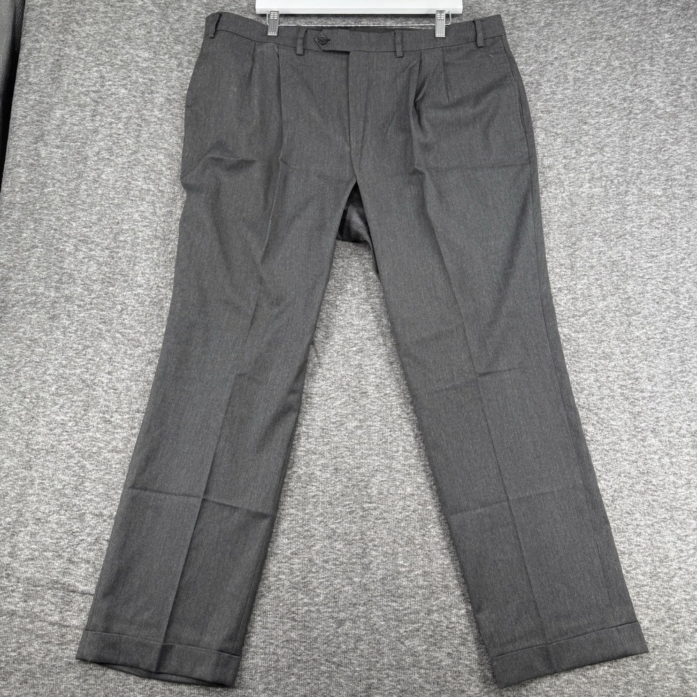 Lauren Ralph Lauren Mens Dress Pants 42x30 Charcoal Gray Pleated Cuffed Stretch